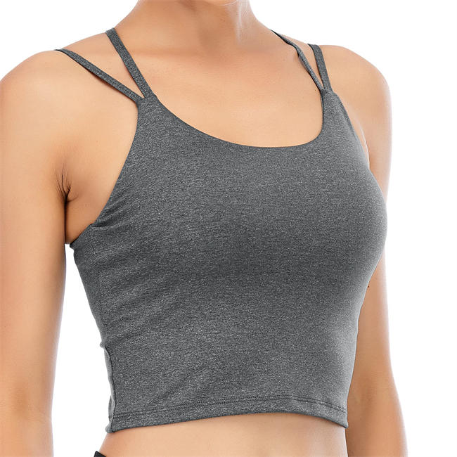 Womens Padded Sports Bra Fitness Workout Running Camisole Crop Top with Built in Bra